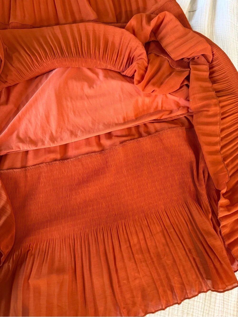Nashalyly Rust Orange Tiered Boho Maxi Skirt, size small - Picture 4 of 6